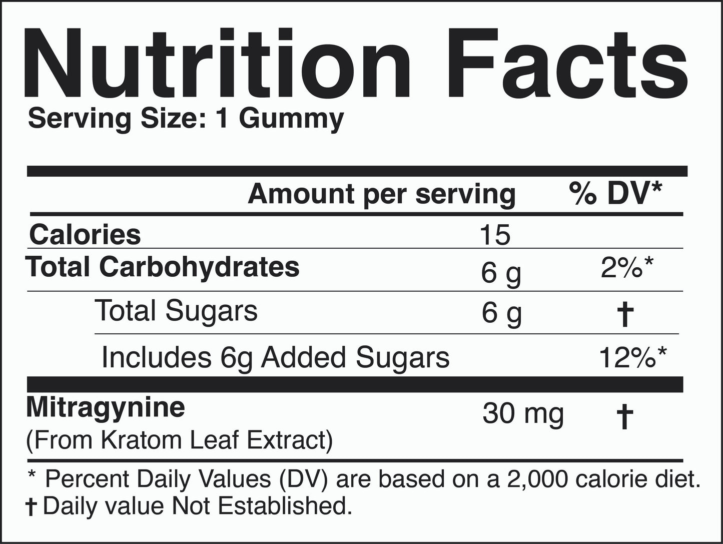 Full-Spectrum Kratom Extract  Blackberry Gummies 6ct. 180 MIT per bag